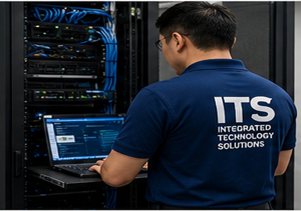 ITS technician working with business IT infrastructure
