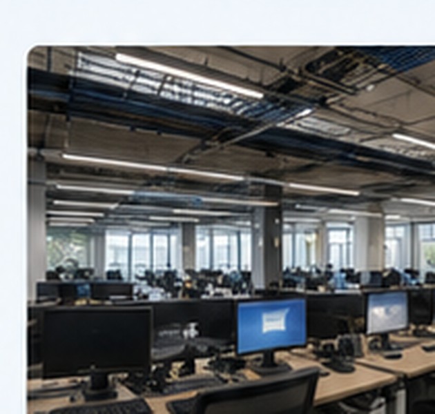 Commercial network room with structured cabling infrastructure