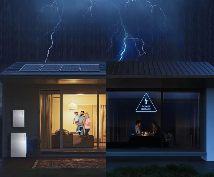 Home with solar and battery backup during severe weather